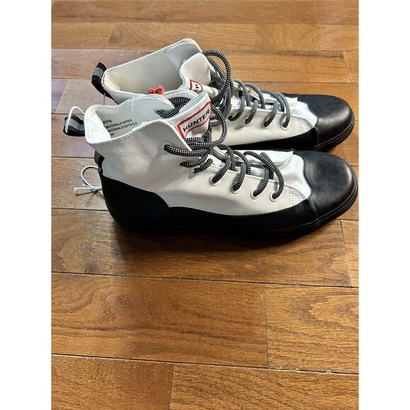 Hunter Unisex Target Dipped Canvas High-Top Sneakers White Black Size M9.5 W11.5 - Picture 8 of 15